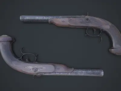 Old pistols Low-poly 3D model