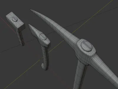 Medieval Tools Pack Pickaxe Axe Hammer Game Ready Low-poly 3D model