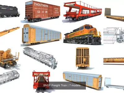 BNSF Freight Train 3D Model Pack