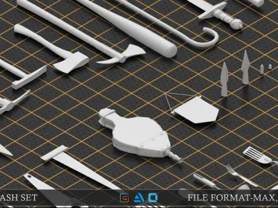 Mega pack items kitbash Low-poly 3D model