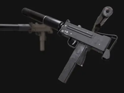 PBR MAC-10 Sub Machine Gun with Suppressor 3D Model 3 Variations 3D model