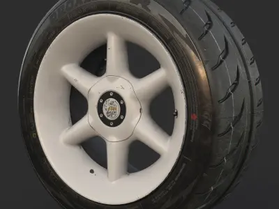 Rim RIAL RS85 and Tire TOYO Proxes R888 Low-poly 3D model