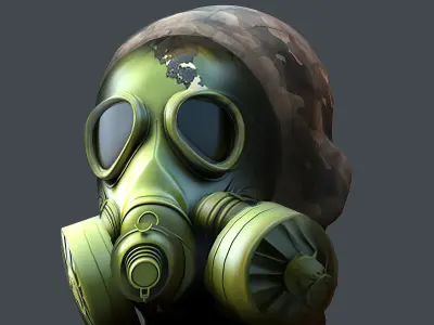 helmet Gas mask 3d model military combat Low-poly Low-poly 3D model