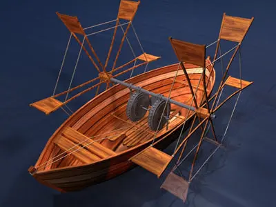 Leonardo boat with shovels 3D model