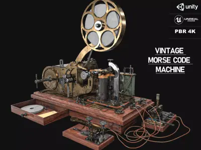 Vintage Morse Code Machine  Low-poly 3D model
