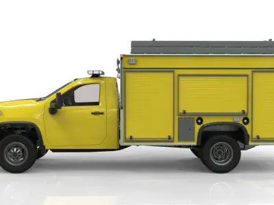  Silverado  2021 FIRETRUCK singlecab Low-poly 3D model