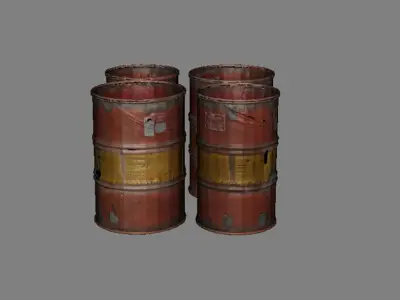 Industrial Hazard Barrel Duo Game Ready PBR Pack Low-poly 3D model