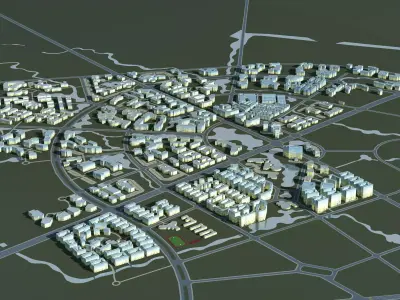 Architecture city with buildings and roads 3D model purchase