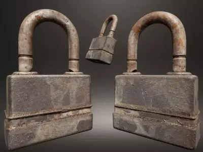 Old metal Lock Low-poly 3D model