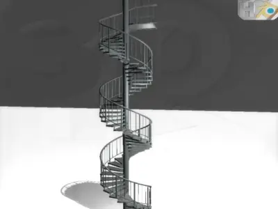 Aluminum spiral staircases  Free low-poly 3D model