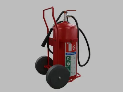 Wheeled Fire Extinguisher - Safety and Emergency Equipment Low-poly 3D model