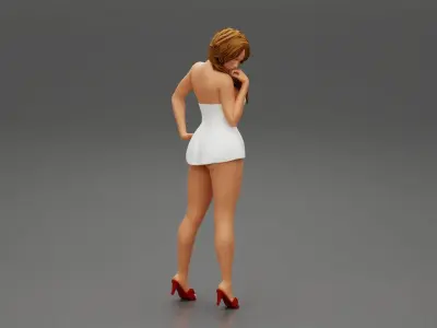 sexy girl in mini dress thinking 3D print model