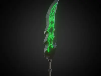 Wounded Sword Emissive Green Low-poly 3D model