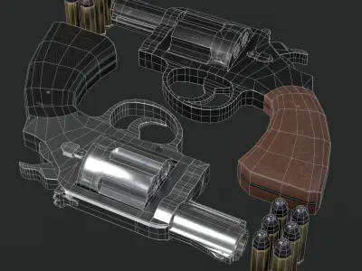 Low Poly Snub-nosed Revolver Low-poly 3D model