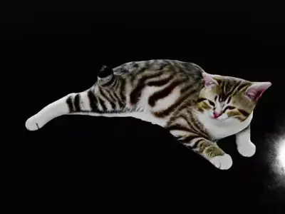 Relaxing Cat Sculpture Low-poly 3D model
