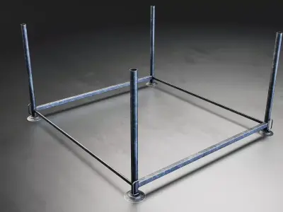 Scaffolding Storage Rack with Steel Poles Low-poly 3D model