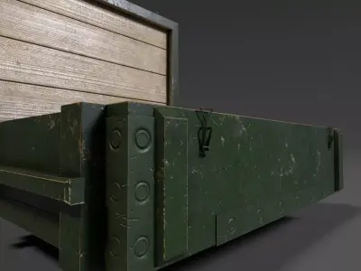 Vintage Soviet Ammo Crate Low-poly 3D model