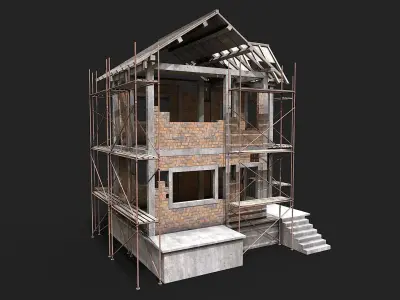 Building Construction and Scaffolding Low-poly 3D model