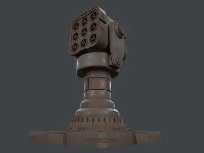 Simple 3x3 Rusty Missile Turret 3D model