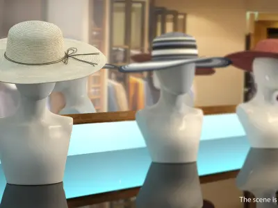 Women Straw Hat Yellow 3D model