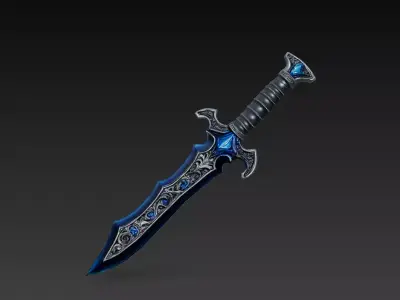 Shadow Sapphire Dagger - Low Poly Stylized Fantasy Weapon Low-poly 3D model