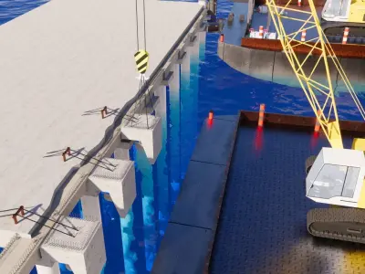 construction of bridge piers-roads on rivers and sea 3D print model
