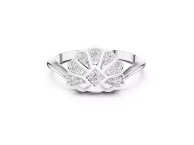 Jewelry Vintage Art Deco Scallop Brilliant Cluster Diamond Ring 3D print model