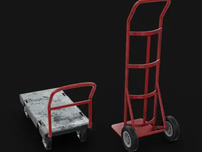 Hand Truck and Cart Low-poly 3D model