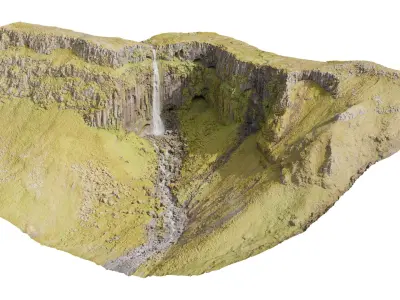 Basalt Waterfall Cliffs - 3D PBR Model 3D model