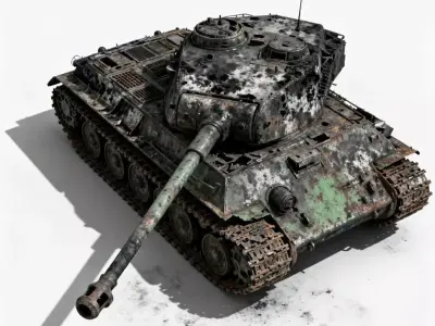 Rust-Eaten Abandoned Battle Tank 3D Model Low-poly 3D model