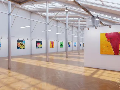 Art Museum Gallery Interior 9 Low-poly 3D model
