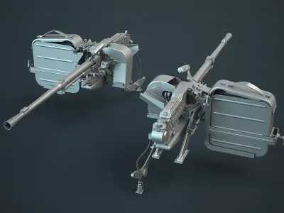 PKT Machine Gun with Tank Turret 3D model