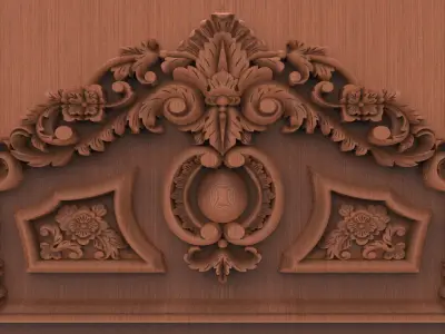 2 antiqe bed carving desing relief format 3D print model