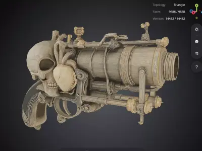 Steampunk Skull Pistol 3D model