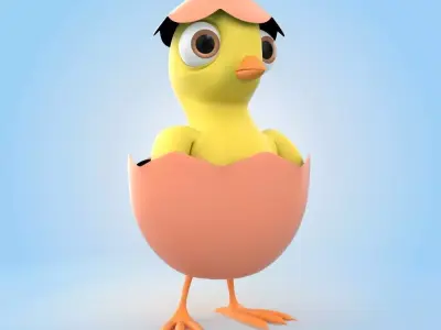 Chick With Egg 3D model