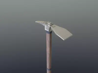 Hoe - Silver Low-poly 3D model