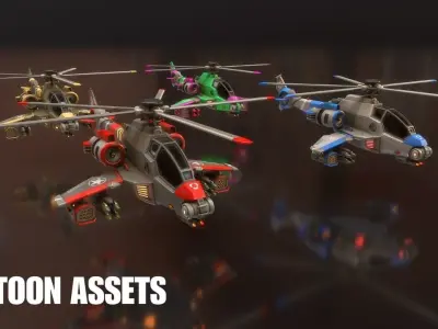 3D Stylized Helicopters - Cartoon Assets Low-poly 3D model