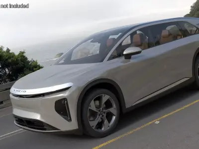 Lucid Gravity Electric Suv Gray with Lights Off 3D model