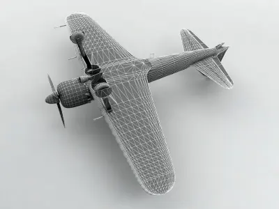 A6M5 Zero Aircraft White Low-poly 3D model