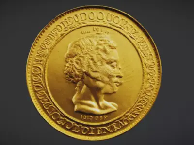 Ancient Realistic Gold Coin Low-poly 3D model