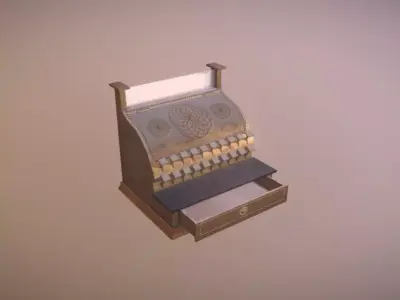 Cash Register Game Ready Low Poly Low-poly 3D model