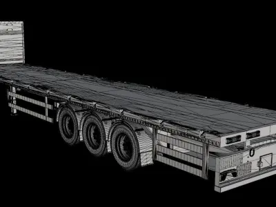 3D model of a SDC flatbed trailer 3D model