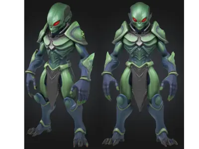Stylized Alien Insectoid Warrior Low-poly 3D model