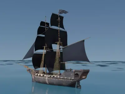 Pirate Ship PBR game ready 3D model