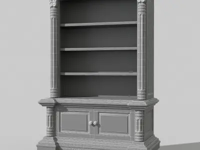 Antique bookcase Low-poly 3D model buy
