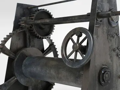 Rusty Beach Winch for Boats - Low-Poly - Game-Ready 3D model