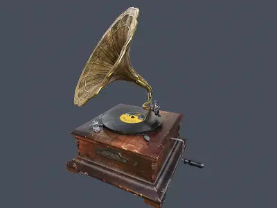 Vintage Gramophone Animated Low-poly 3D model