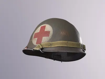WW2 Medic Helmet Low-poly 3D model