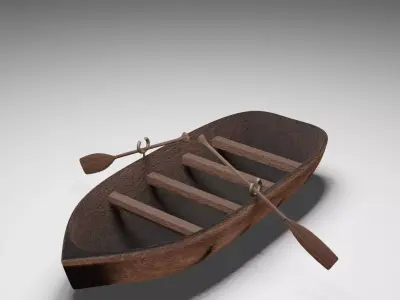wood boat Low-poly 3D model