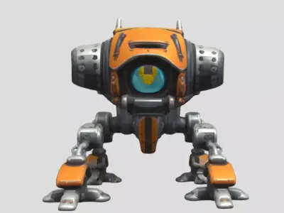 Large Robot 3D Model PBR Textured Sci-Fi Game Ready Low-poly 3D model